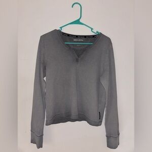 DKNY Jeans Gray Waffle Knit Henley Top Women’s Large
